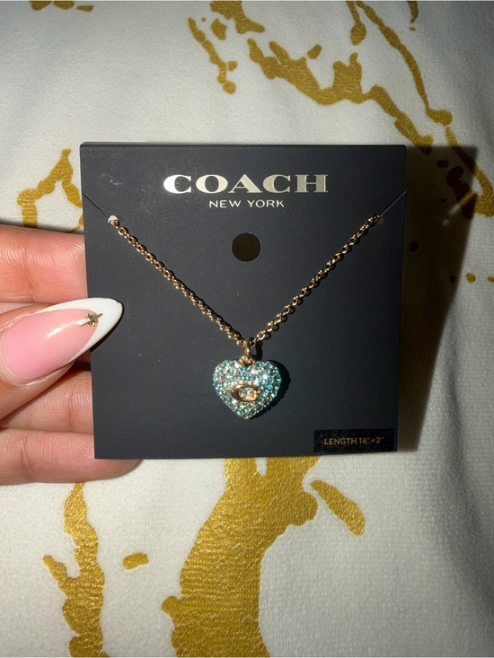 Coach Jewelry - COACH Turquoise Crystal Heart Necklace